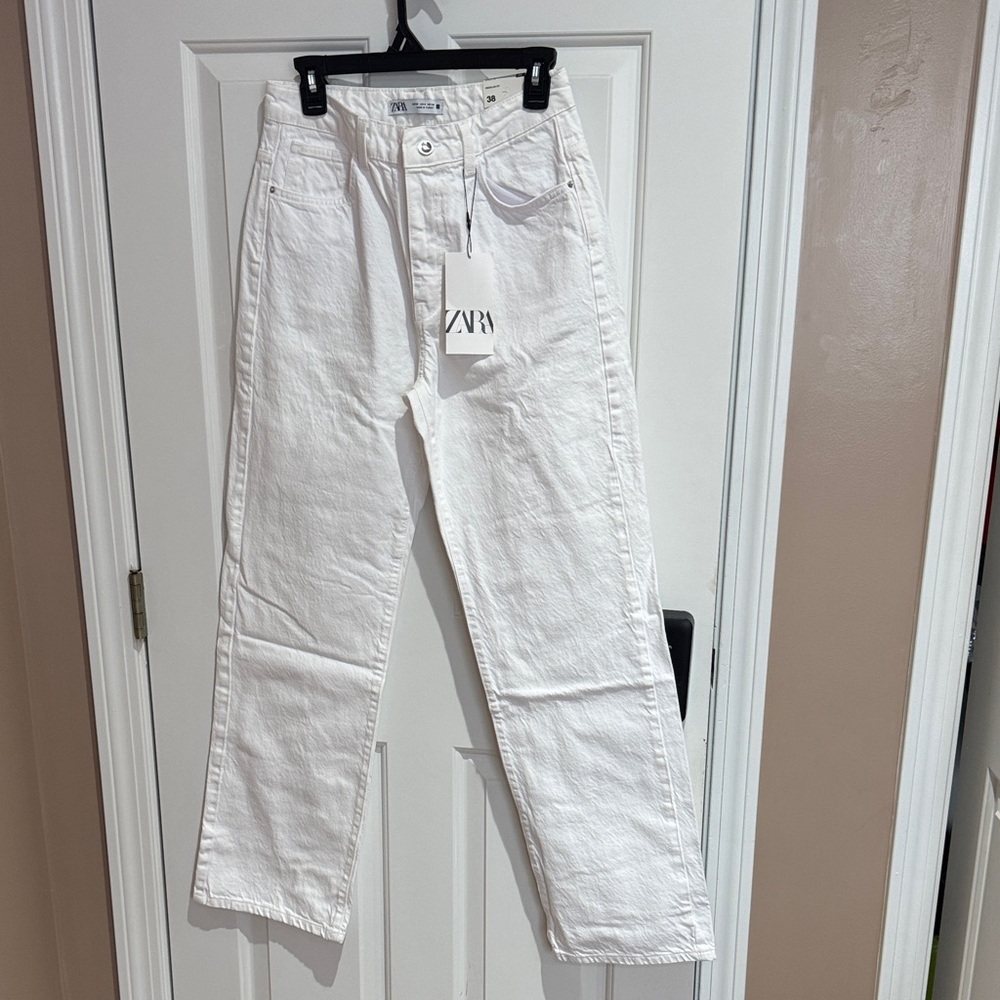Zara Crisp White Denim Pants